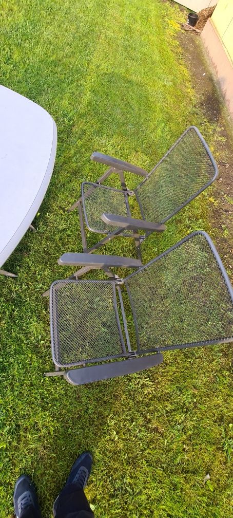 Zestaw ogrodowy tarasowy stół i  4 krzesła metalowe skaldane antracyt