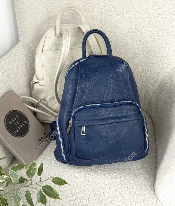 Кожаный рюкзак на молниях, итальянский. Шкіряний рюкзак