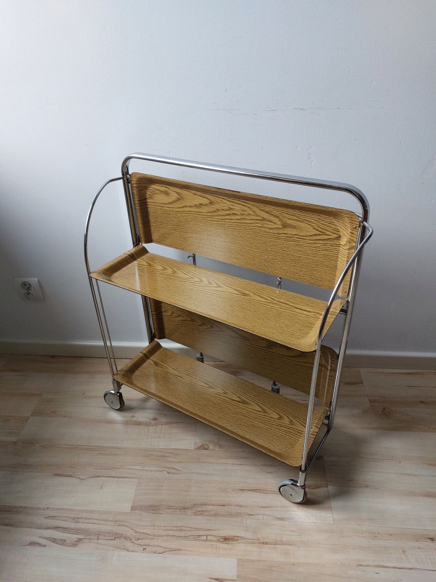 barek / wózek barowy vintage składany proj. lata 70-te chromowany