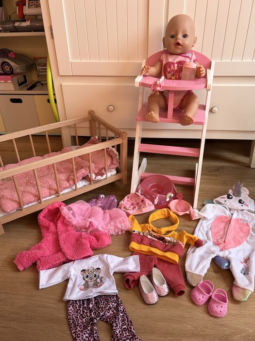 Zestaw lalka baby born krzeselko lozeczko akcesoria ubranka