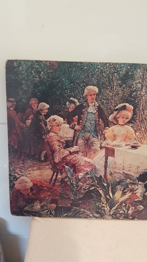 Aleksander Gierymski ,,W altanie,, stary obraz na dykcie z PRL