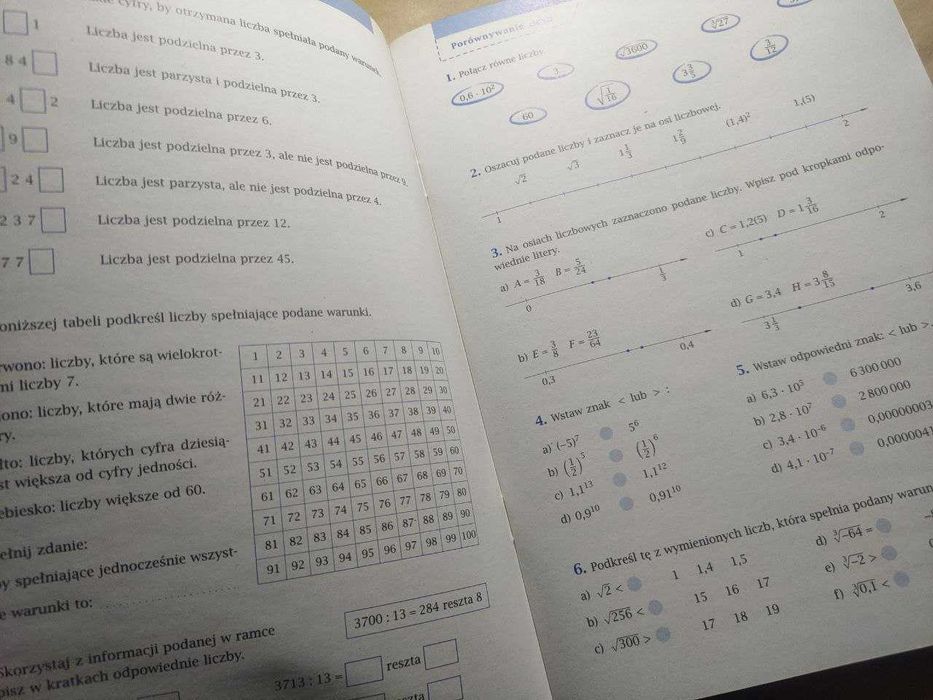 2 ćwiczenia - częściowo używane! czyste, nieużywane! GWO matematyka 8,