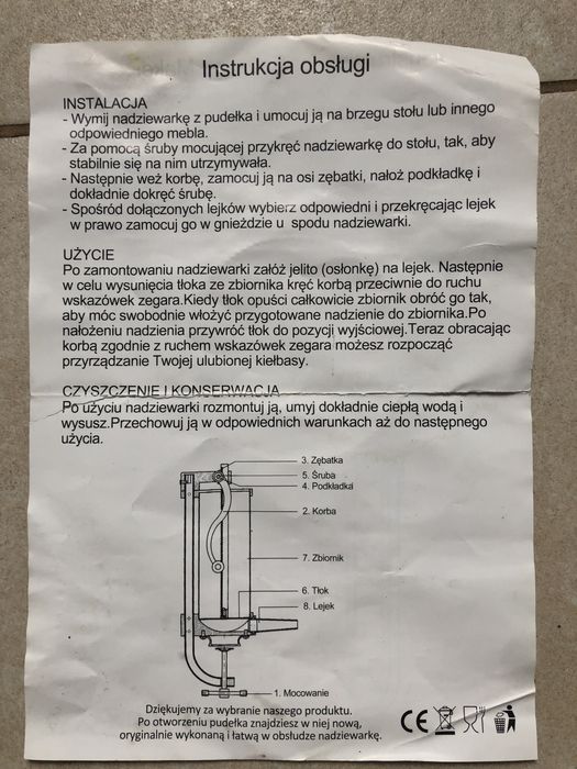 Nadziewarka 3 kg pionowa szpryca do kiełbas wędlin Zilner