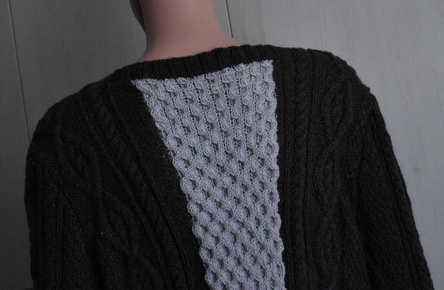 Sweterek XL handmade retro vintage warkocze ciepły męski szary