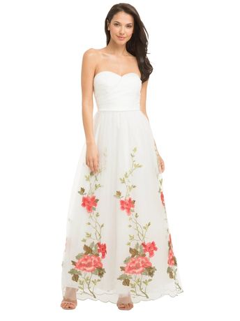 Свадебное белое фатиновое платье с вышивкой от Chi Chi London, 14-16 р