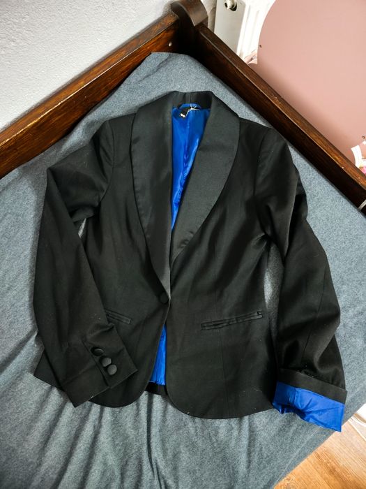 Czarna marynarka damska H&M  elegancka żakiet narzutka góra od garnitu