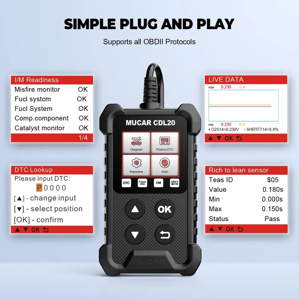 Автосканер OBD2 Mucar CDL20 (thinkdiag x431/elm327) диагностика авто