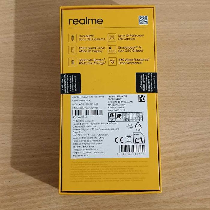 Smartfon REALME 14 Pro+ 5G 12/512GB 6.83" 120Hz Szary  NOWY