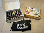 Nieużywane farby akrylowe Scale75 Color Games +kulki +fartuch +figurka