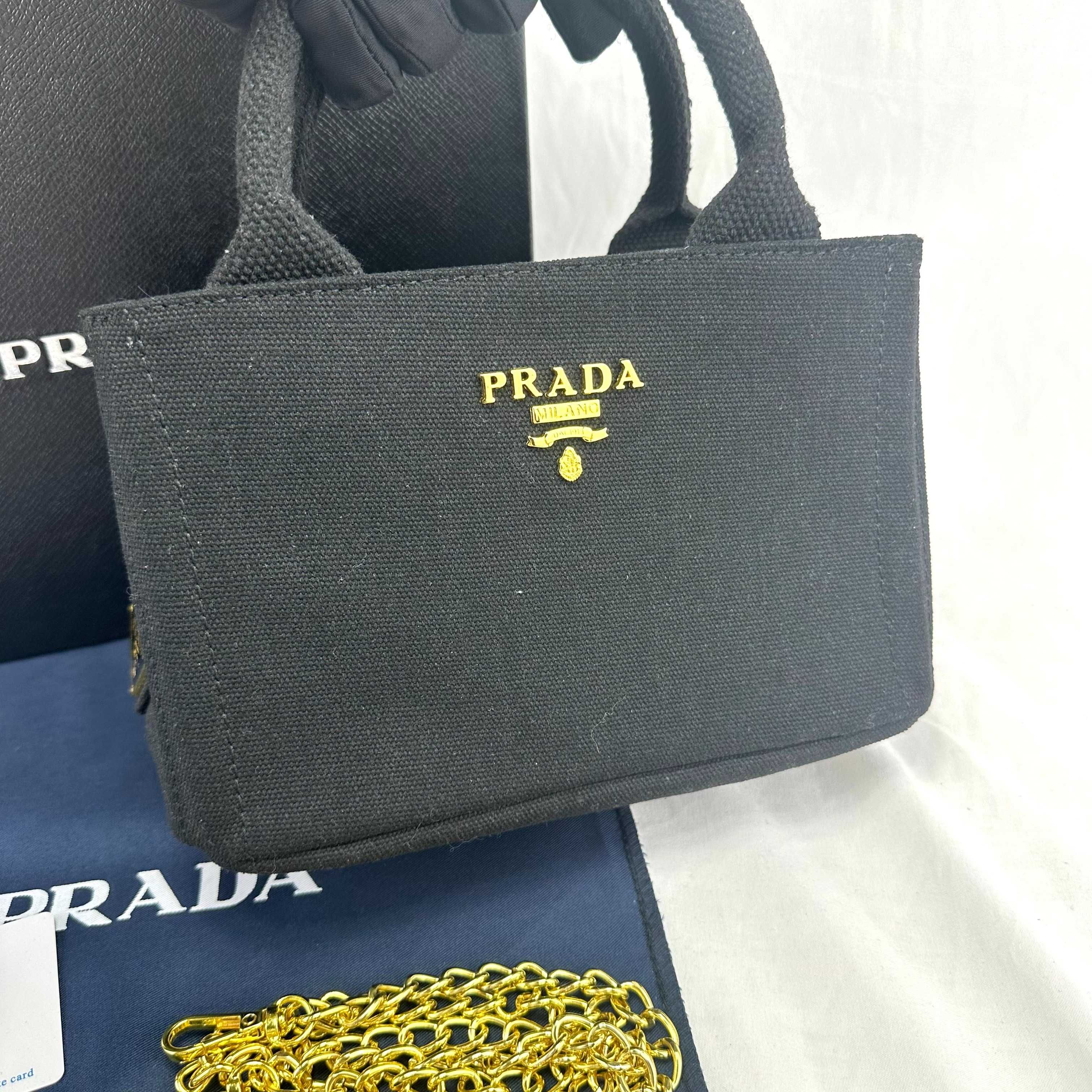 Torebka na ramię PRADA Mini Canapa z podwójnym łańcuszkiem