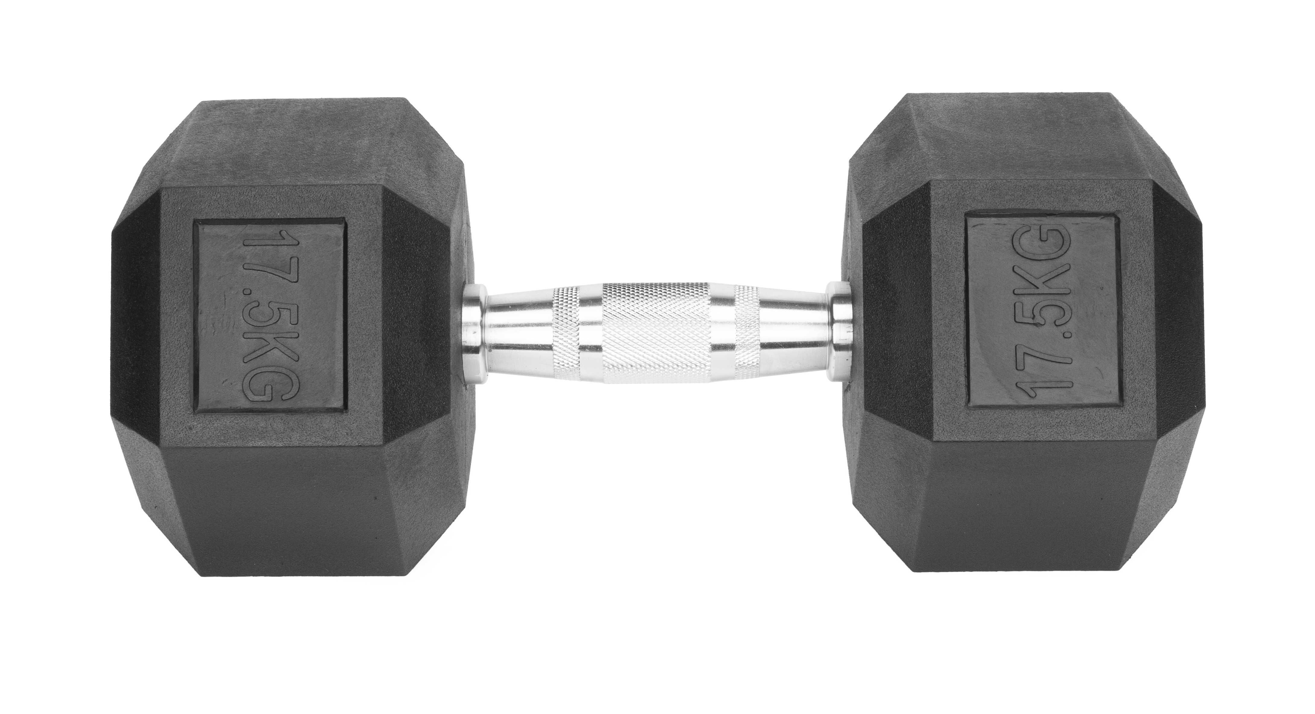 Hantle stałe 2x17,5kg żeliwne gumowane ZESTAW 35kg HEX do treningu PO