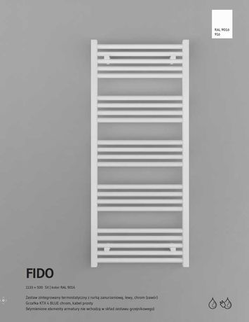 Grzejnik łazienkowy TRINNITY FIDO z podłączeniem SX, TRGGLFI1106SX