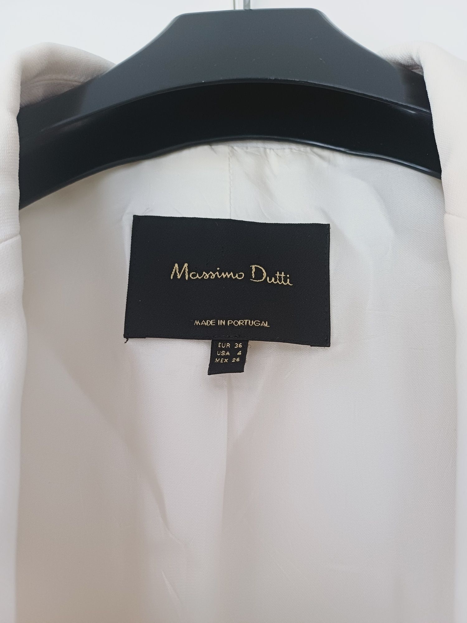Massimo Dutti marynarka dwurzędowa dłuższa wiskoza biała kremowa ecru