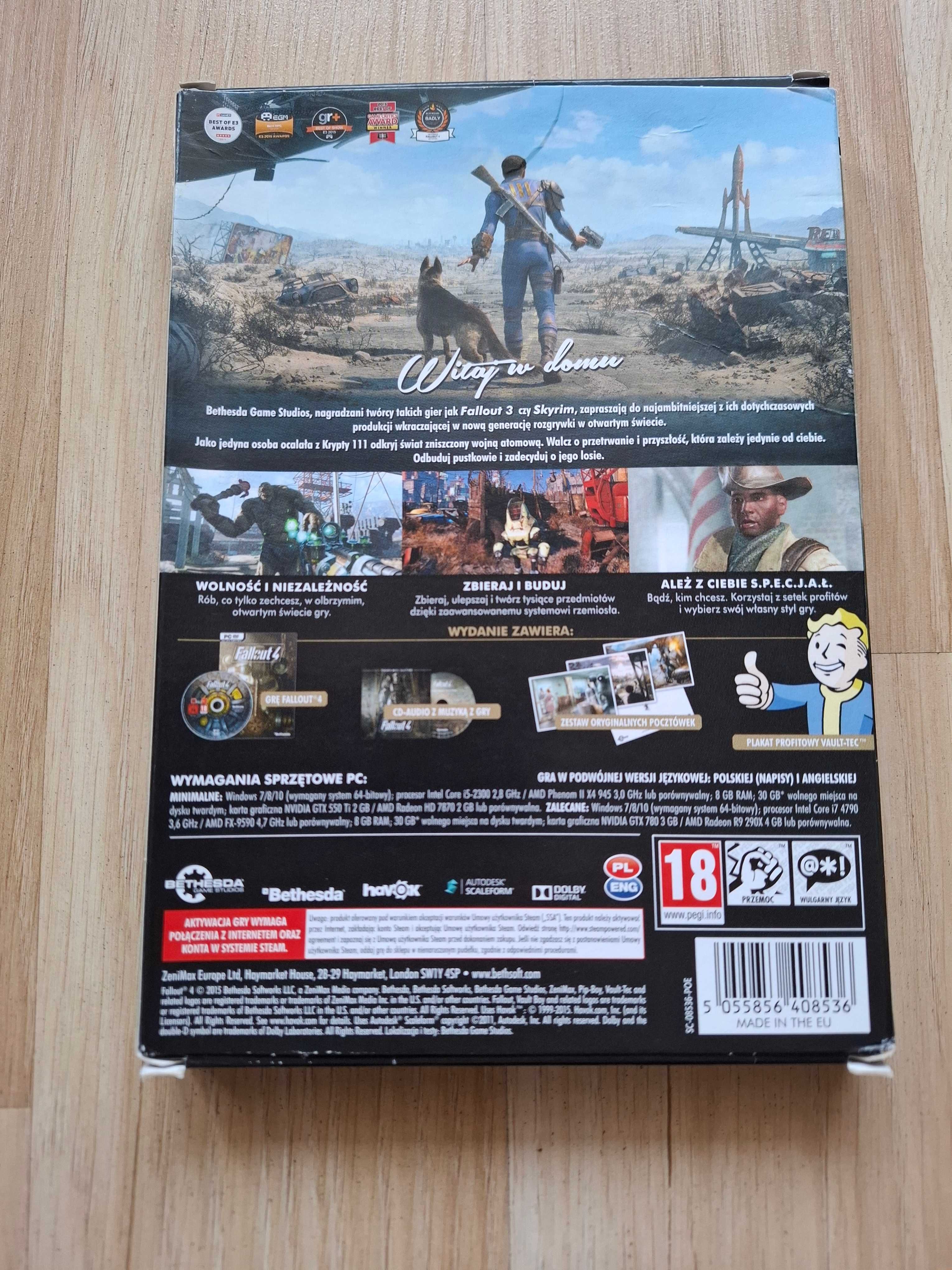 Fallout 4 PC DVD Edycja Kolekcjonerska PL plakat soundtrack pocztówki