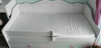 Łóżko z szufladą dla dziewczynki białe 160x80 materac kokos 7cm