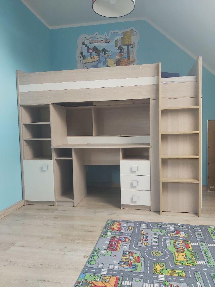 Łóżko z biurkiem piętrowe