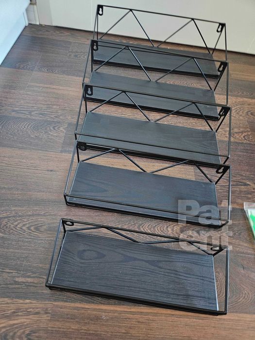 Loftowe kwietnik dekoracja ścienna półki 5 sztuk czarna