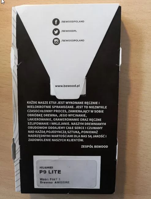 etui drewniane BeWood Huawei P9 lite rok inny niż 2017 niepowtarzalne