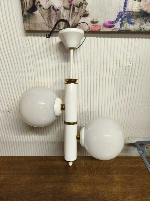 Lampa PRL biały + złoty metal