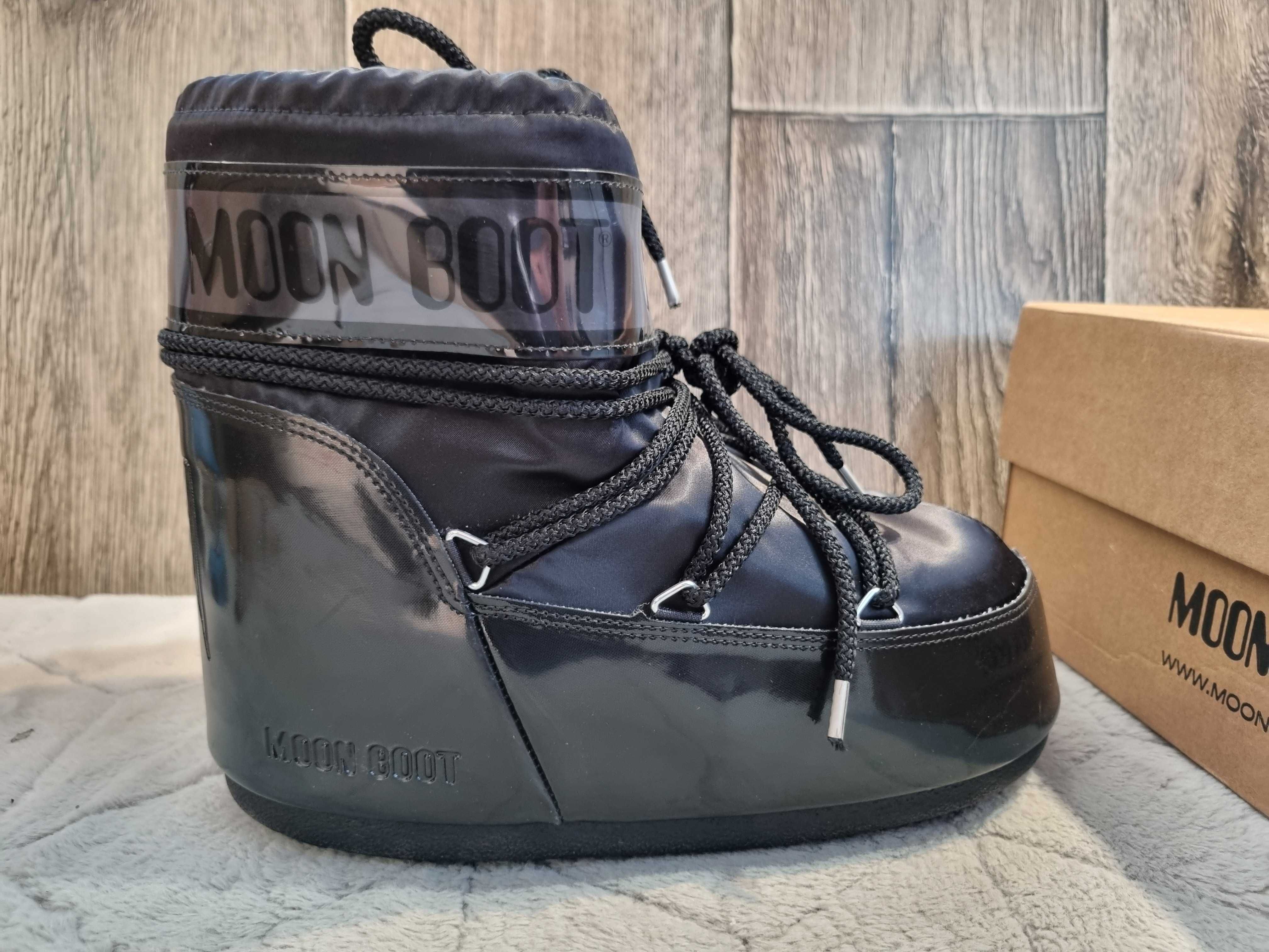 Czarne Moon Boot Icon Low Glance Unisex, 42-44