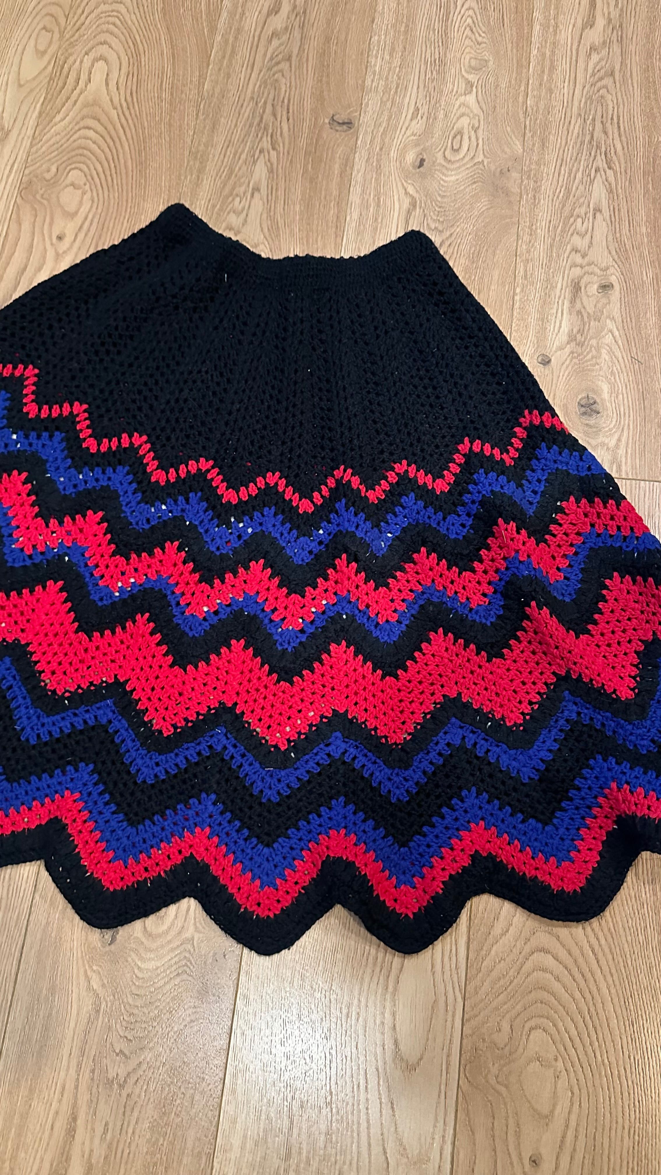 Spódnica handmade robiona drutach wzory góralska 36/38