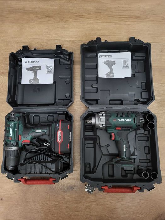 Zestaw Parkside X20V – wkrętarka, klucz udarowy, akumulator, ładowarka
