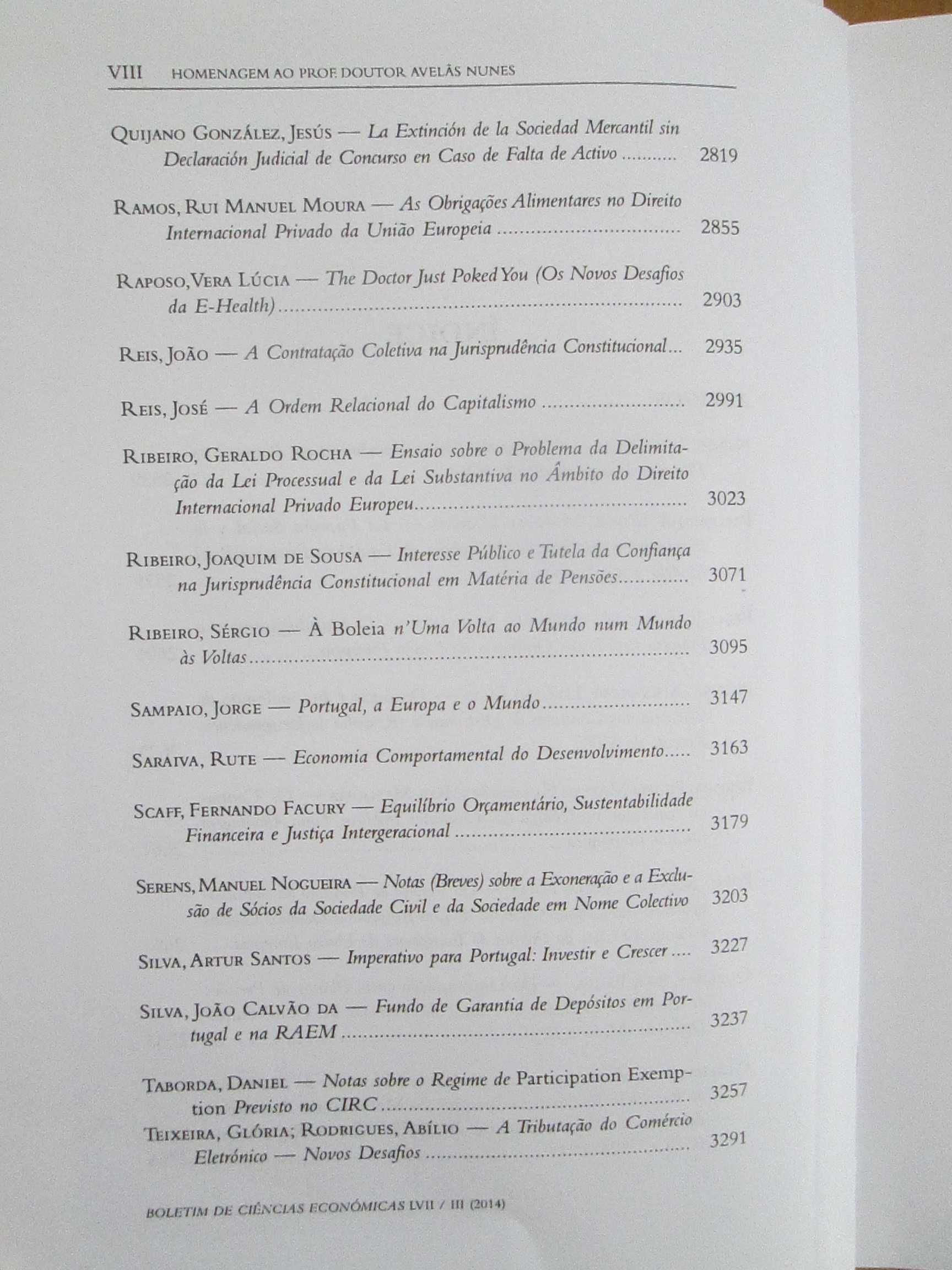 Boletim de Ciências Económicas - homenagem Prof. Avelâs Nunes