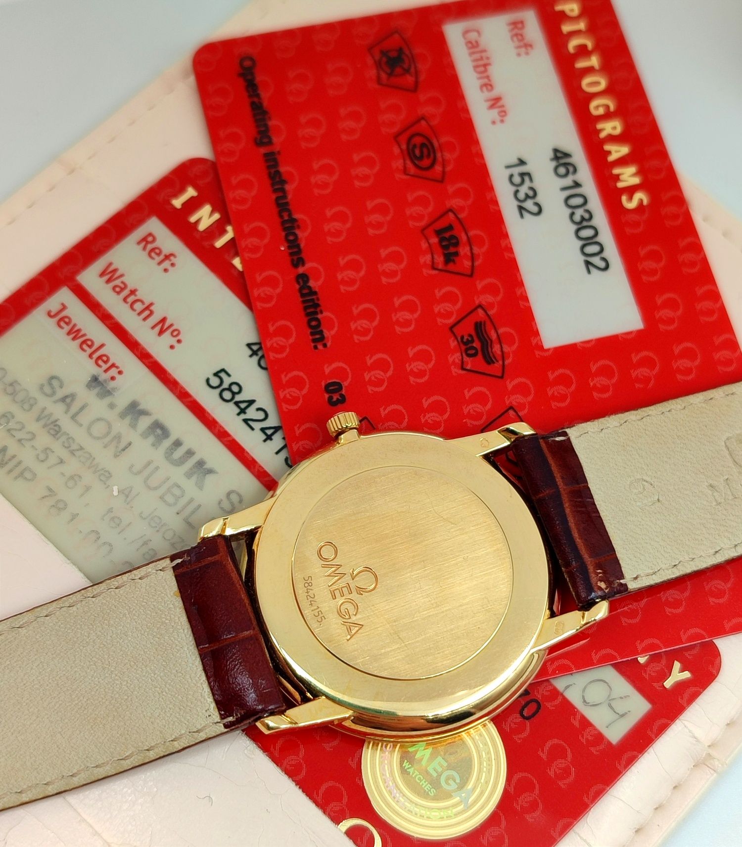 Złota 18k Omega Prestige - Rzadka tarcza. Polska dystrybucja .