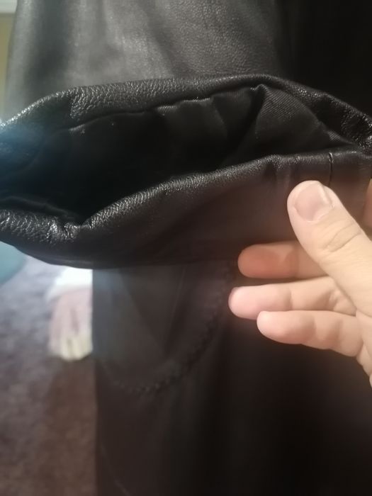 Кожаный зимний плащ на меховой подкладке