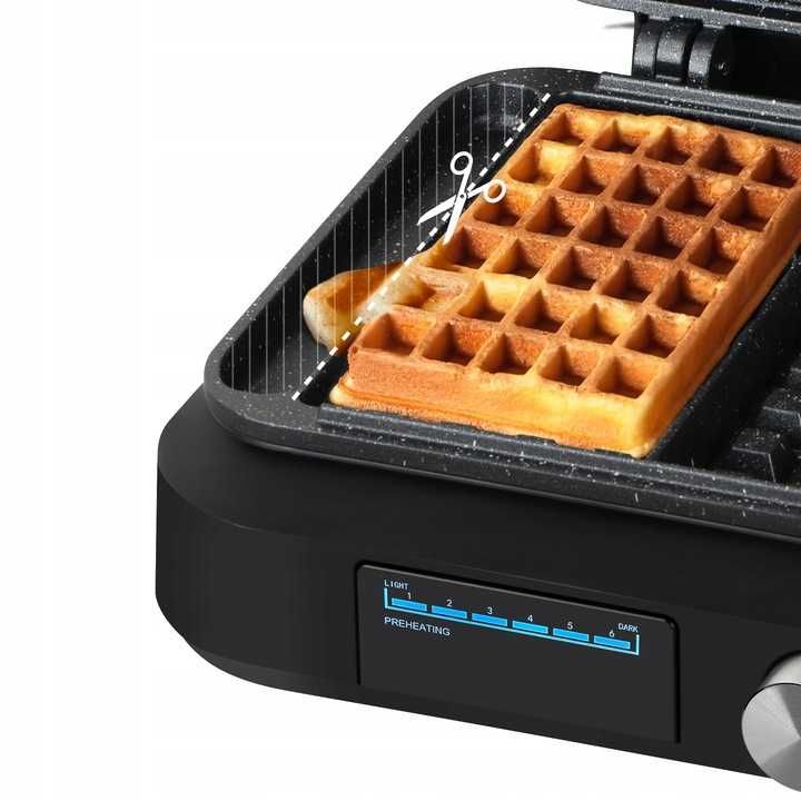Gofrownica MOCNA na 2 gofry DUŻE CHRUPIĄCE 2200W regulacja