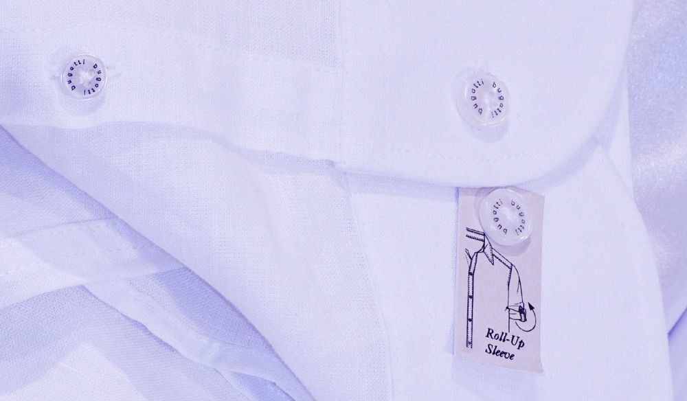 Bugatti koszula XXXL 47/48 krótki długi rękaw biała lniana boss th ck