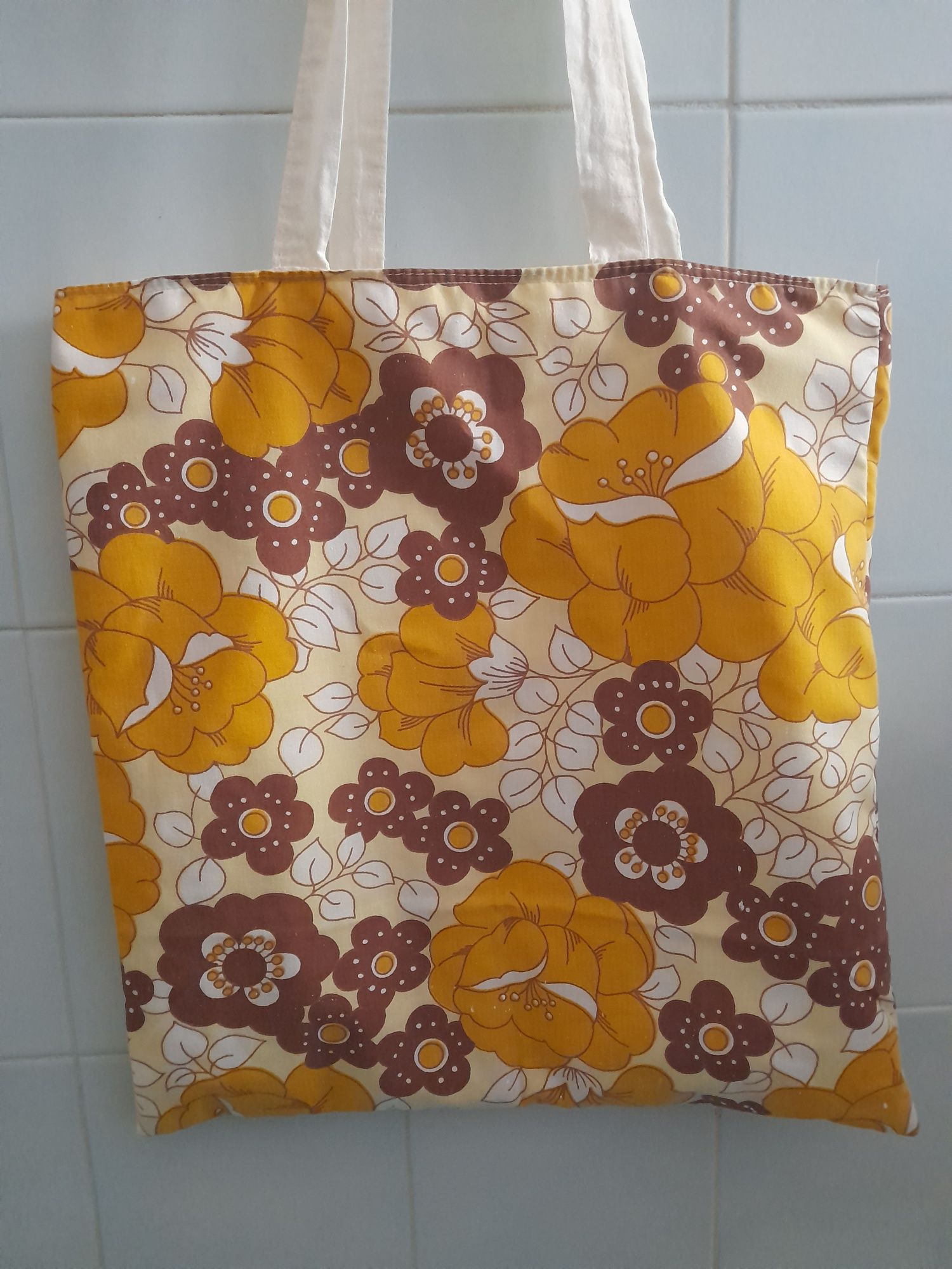 Tote bag/saco de pano de algodão personalizado com tecido vintage