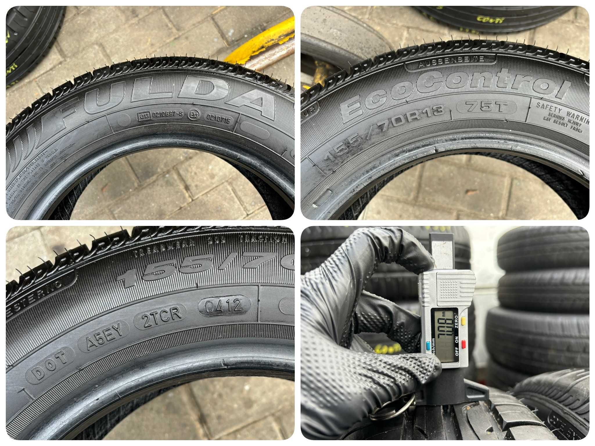4X Opony Letnie 155/70R13 75T FULDA ECO CONTROL 7.1MM Sprawdzone NOWE!
