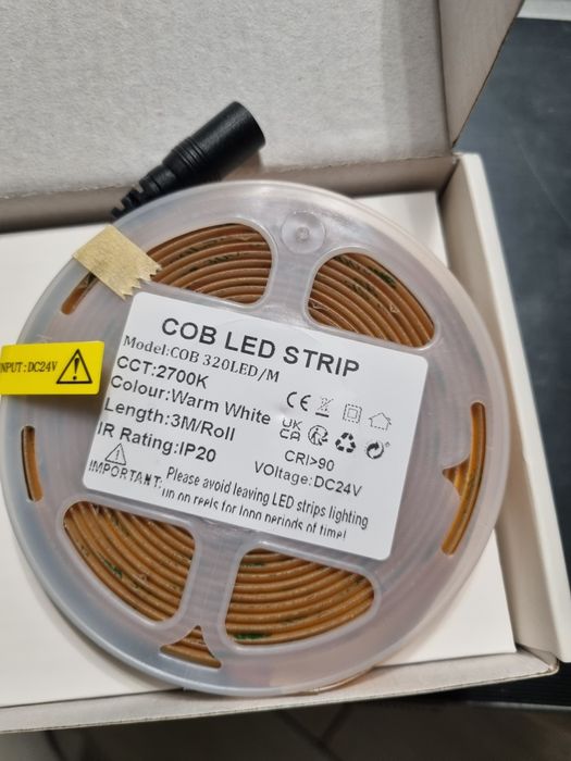 Taśma LED AXMOTUT 3m, Taśma LED COB, Ciepła biel 2700K, Taśma świetlna