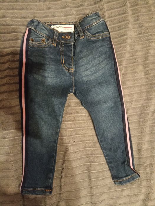 Spodnie jeansy z lampasem po bokach 80-86