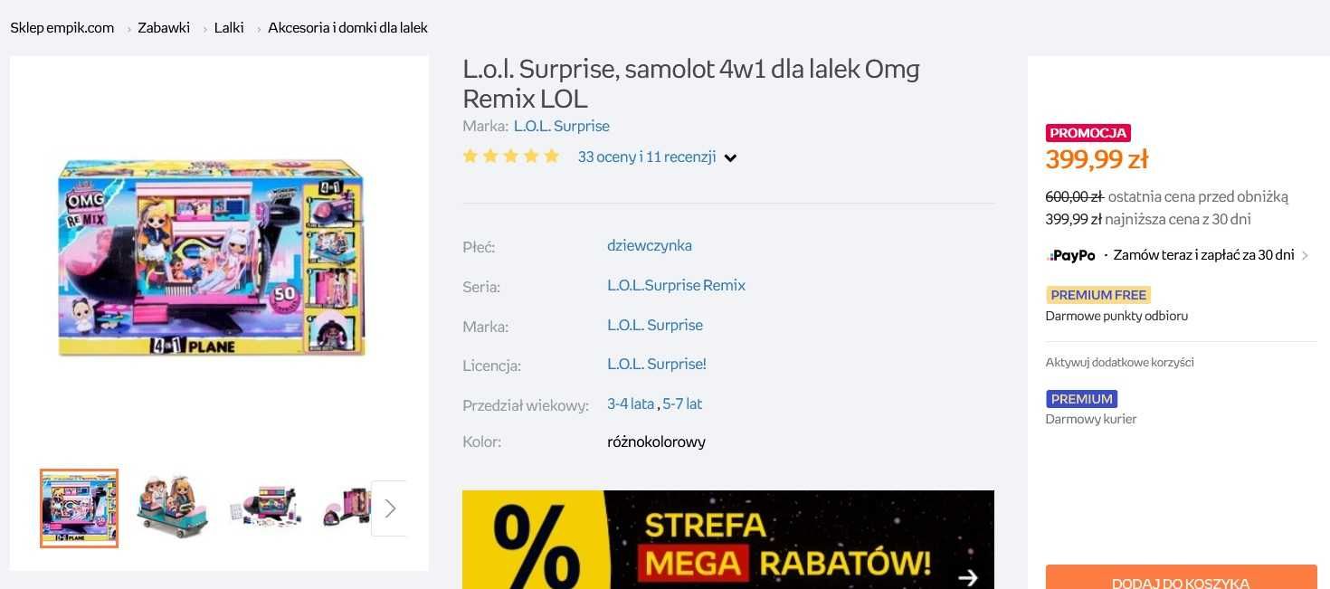 NOWY L.O.L. SURPRISE OMG Remix Samolot 4w1