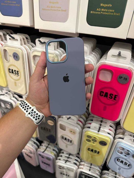 Чехол Silicone Case Metal Buttons (AA) для iPhone