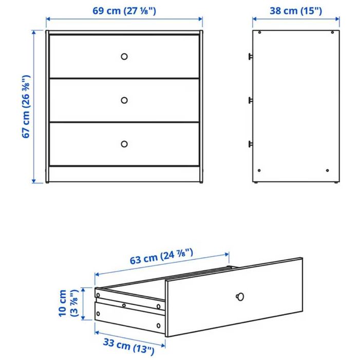 2 Roupeiros e 1 Cómoda c/3 gavetas