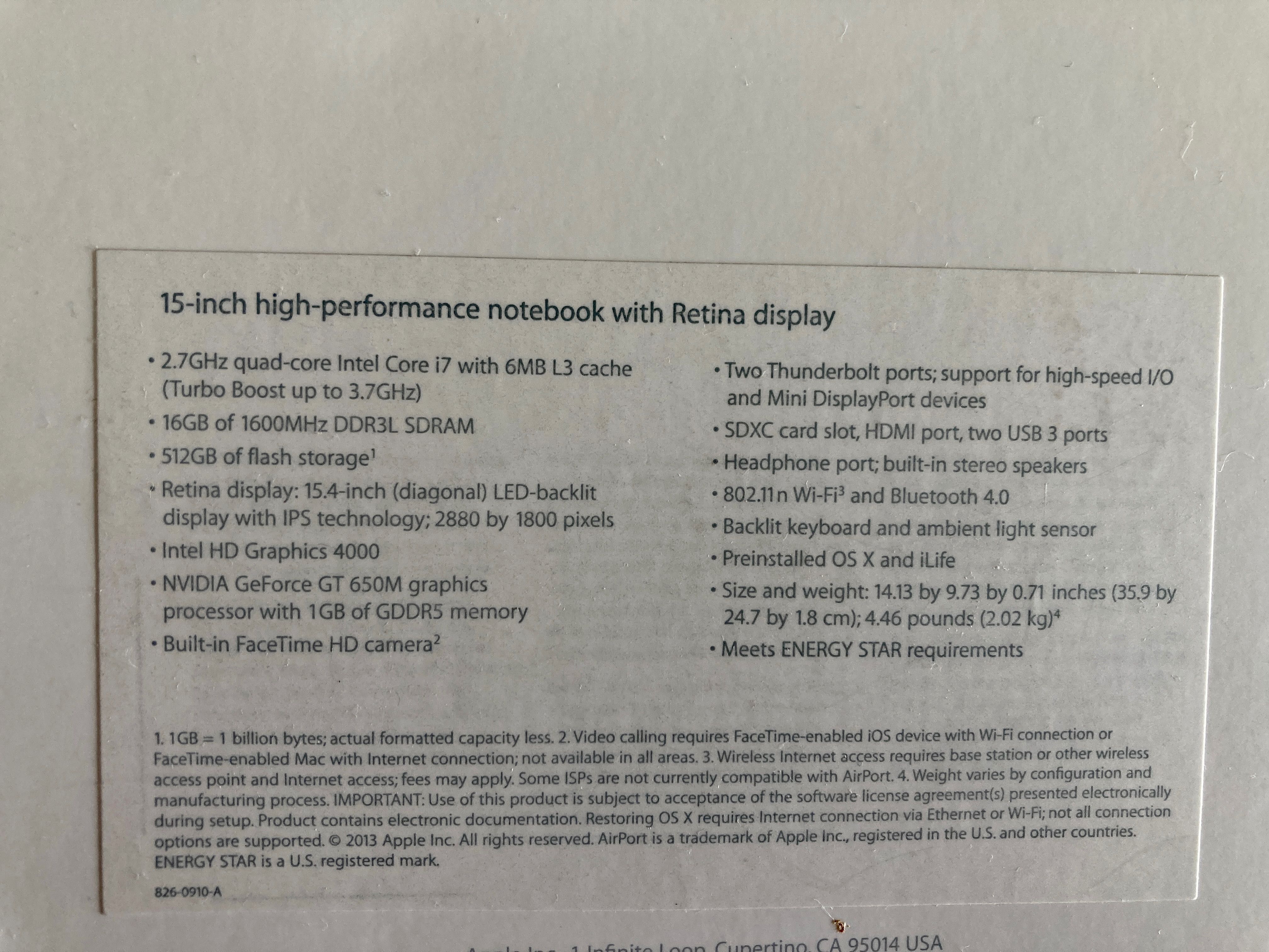 MacBook Pro 15,4"