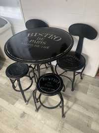 mesa e cadeiras vintage metal preta interior ou exterior