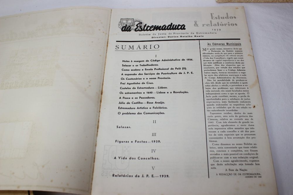 3 Boletins da Junta Provincia Estremadura - Lisboa - 1938/ 1939/ 1940