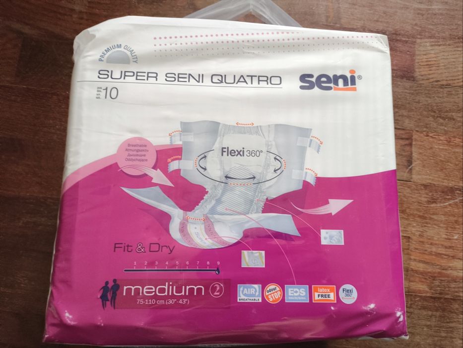 Seni Super Quatro M 10 szt pieluchomajtki pieluchy dorosły