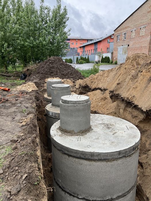 Септик під ключ,Каналізація,Вигрібна Переливнаяма копка траншей Кільця