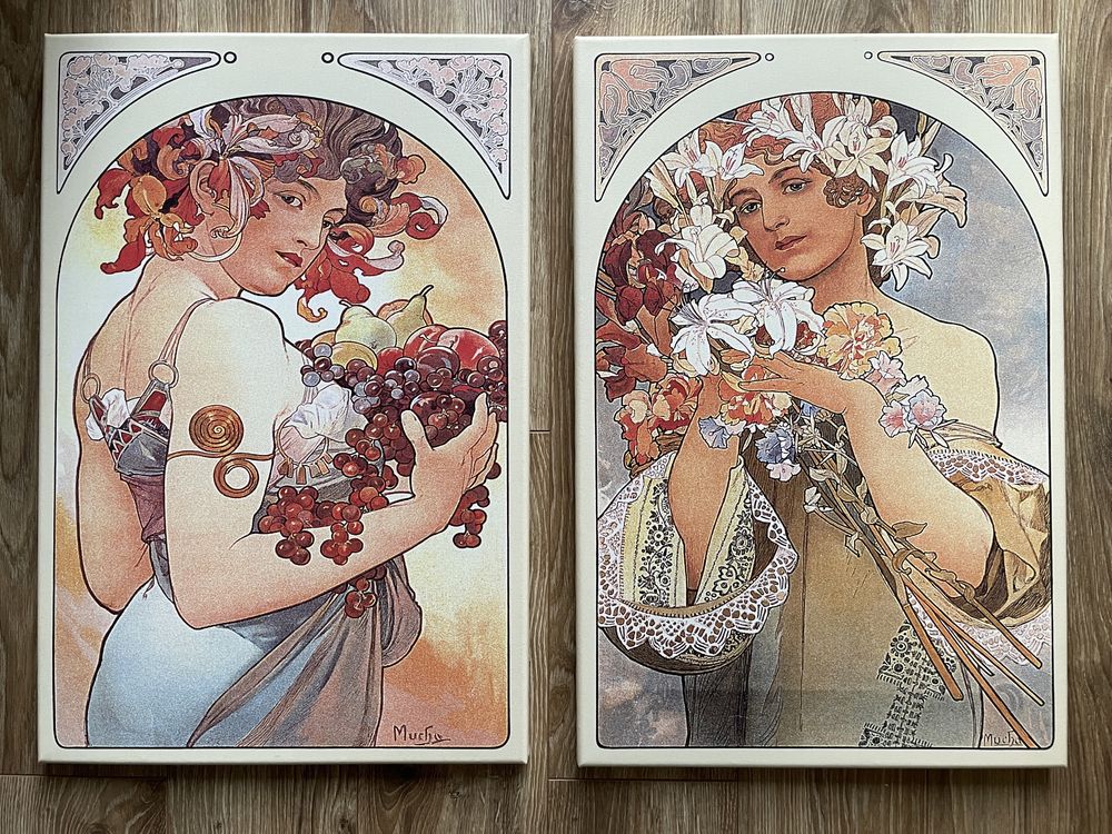 Obrazy 2x Reprodukcje A. Mucha 60x40cm