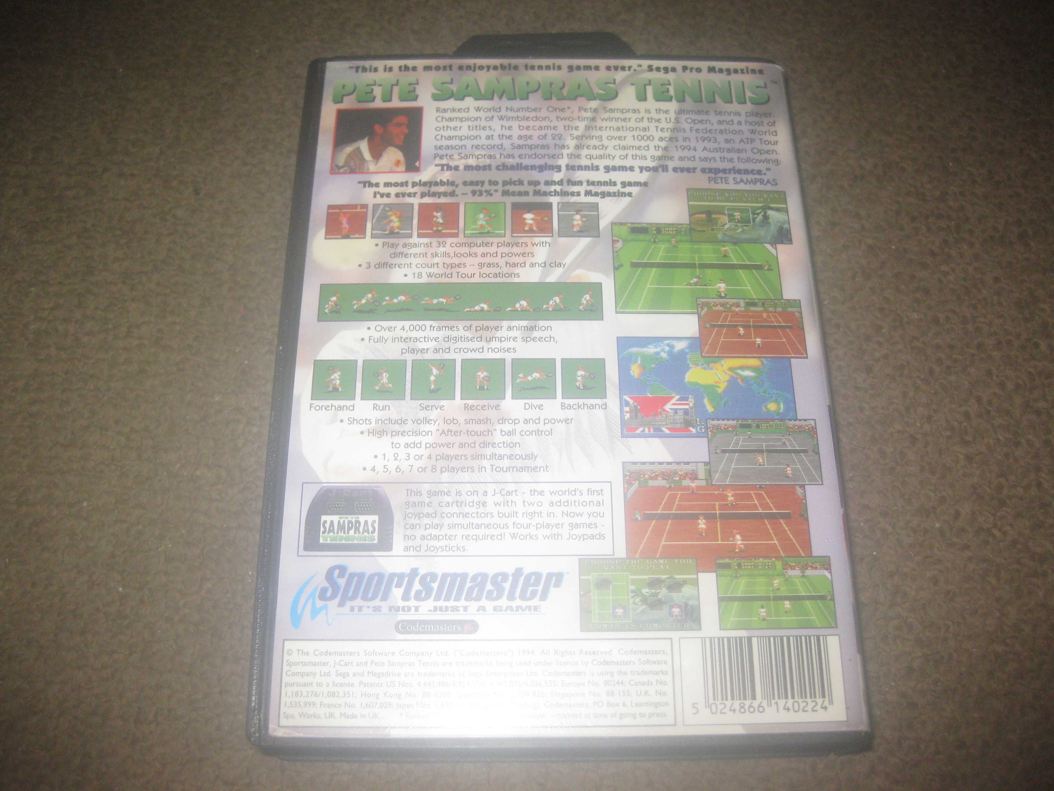 Jogo "Pete Sampras Tennis" para Sega Mega Drive/Completo!