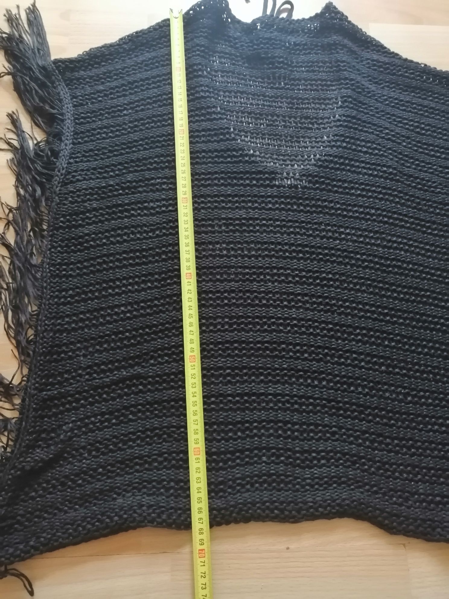 Narzutka dziergana oversize Zara S frędzle nietoperzowa