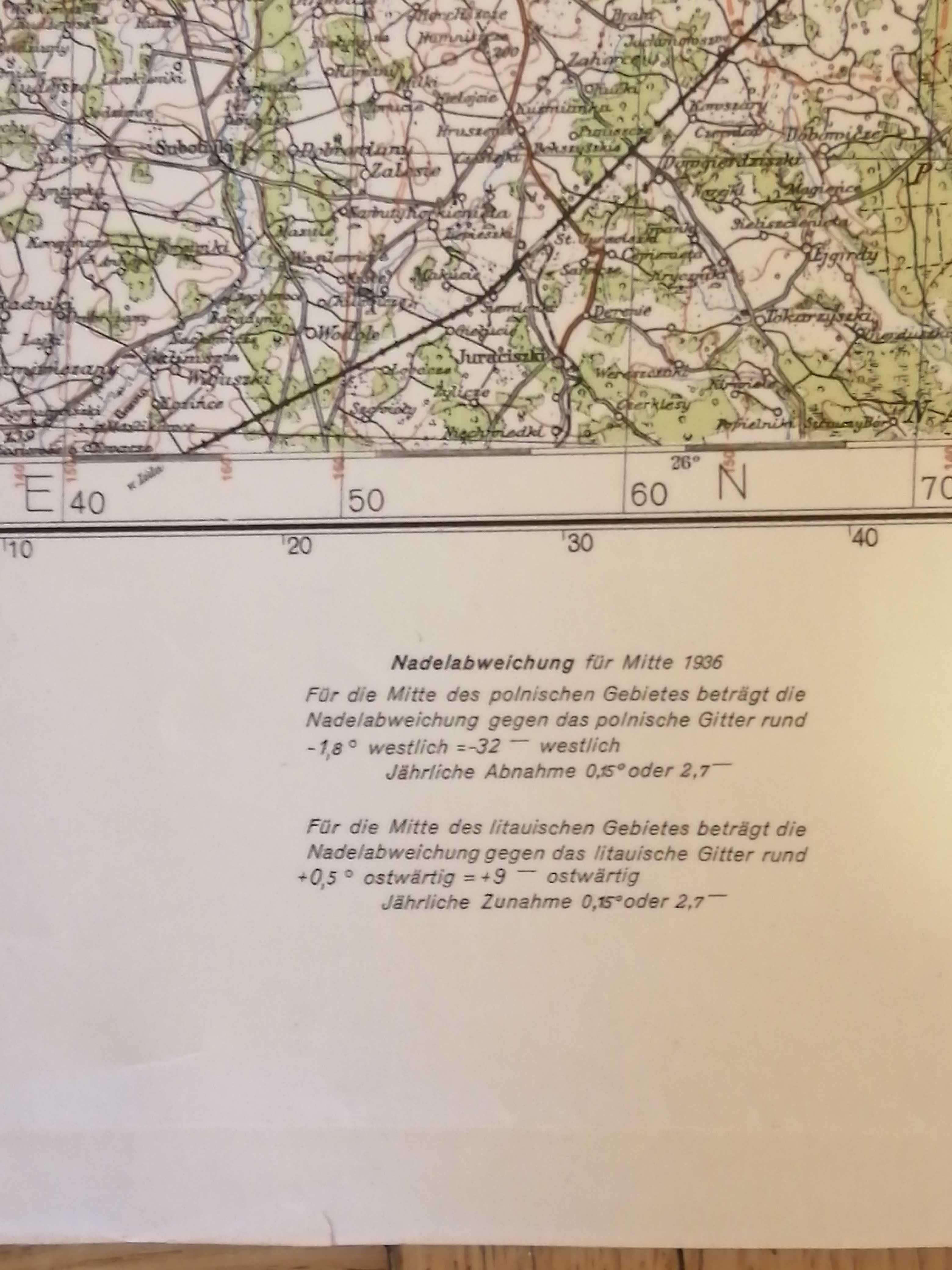 Stara sztabowa mapa Niemiecka T 55Wilna/Wilno 1936 rok