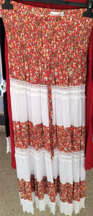 Spódnica długa bawełniana biała-kolorowa