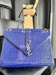 Yves Saint Laurent crocodile leather bag blue