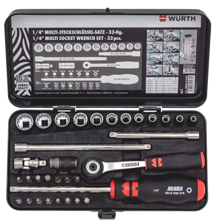 Zestaw Wurth 0965.11.32 socket wrench set 6pt. 33pcs